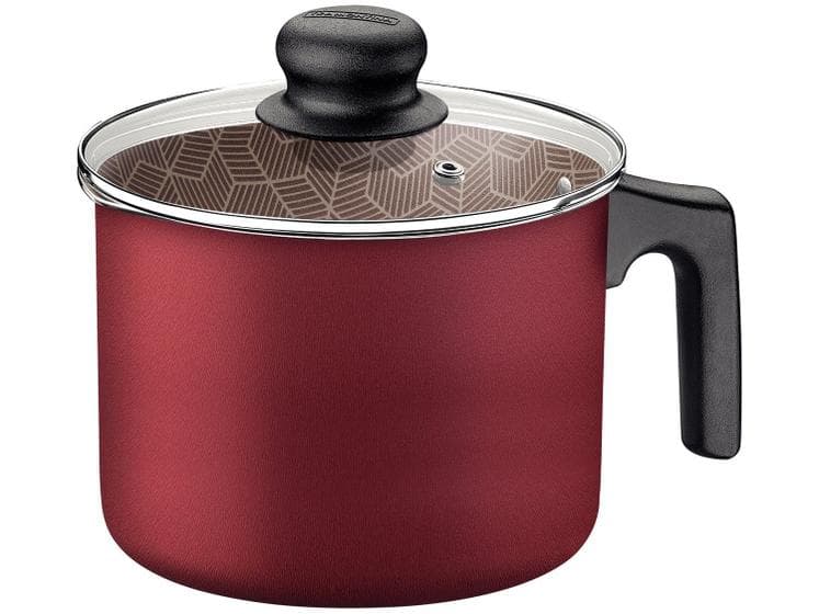 Fervedor Tramontina Paris Vermelho Alumínio Antiaderente Starflon Max 14cm 1.9L Com Tampa Vidro