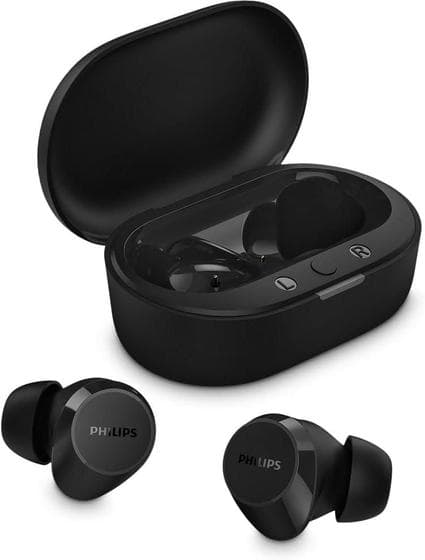 Fone de Ouvido Philips TAT1209BK TWS Preto Bluetooth Buds Academia Earbuds Fone Sem Fio Cancelamento de Ruído