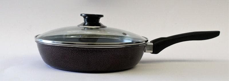 Frigideira ceramica 24cm com cabo e tampa de vidro Aluminio fundido Javali