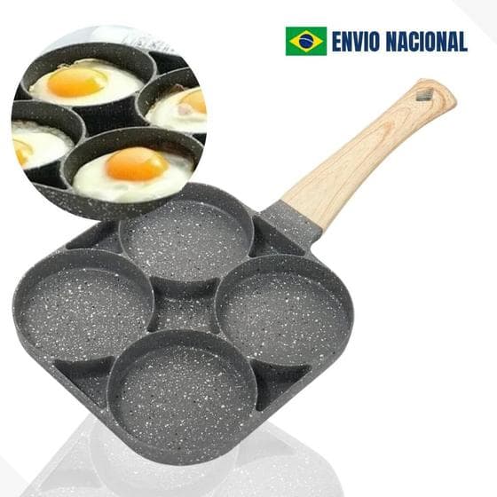 Frigideira multiuso Antiaderente Para Ovos Hambúrguer Bacon Com 4 Divisórias