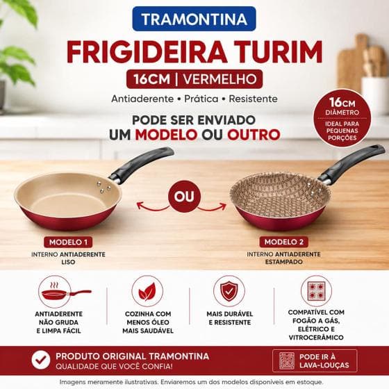 Frigideira Tramontina Turim 16cm Antiaderente Starflon Max Vermelha para Ovos Omeletes