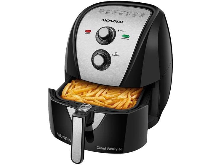 Fritadeira Elétrica Air Fryer Sem Óleo 6L Mondial AFN-60-BI 1900W Preto/Inox 127V