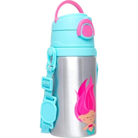 Garrafa Escolar Buba Sereia Infantil 450ml com Canudo Prático