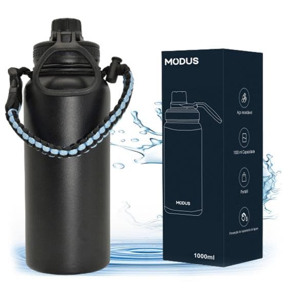 Garrafa Térmica de Água Parede Dupla Café Suco Água Camping Academia Passeio Caminhada 1L Aço Inox