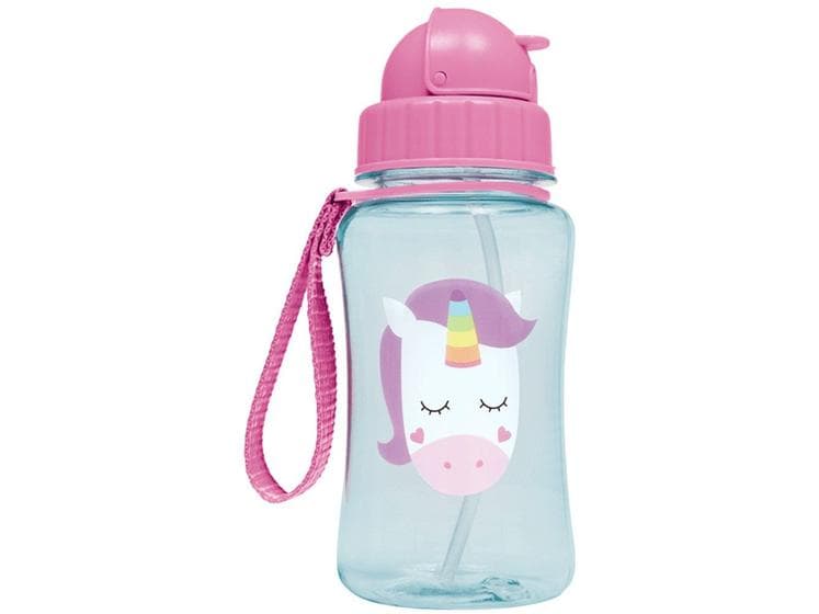 Garrafinha Infantil com Canudo - 400ml - Animal Fun - Unicórnio - Buba