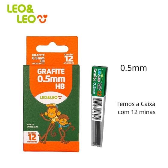Grafite para Lapiseira 0.5mm Hb Caixa com 12 unidades / minas Escolar, Tecnico