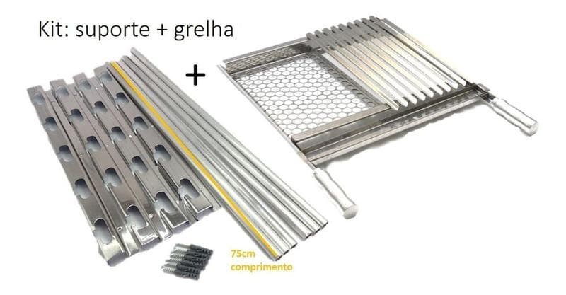 Grelha Dupla Moeda E Argentina 50cm E Suporte para grelha 5 Níveis