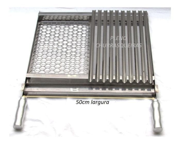 Grelha Em Inox Mista Moeda E Argentina Churrasco 50cm Larg