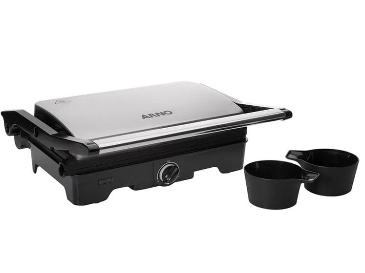 Grill Arno Dual Gnox Inox com Abertura de 180 graus Termostato Ajustável 1100W Inox 110V