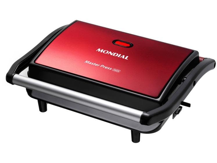 Grill e Sanduicheira Press Grill Red Ceramic PG-01-RC Vermelho e Preto 1000W Mondial