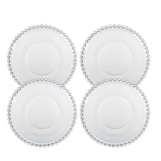 Jogo 4 Pratos Sobremesa Cristal Pearl Clear Wolff 19cm