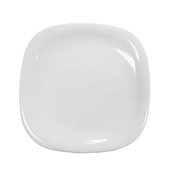 Jogo 6 Prato Raso Branco Quadrado Square 25,5cm Vidro Opalino Jantar Em Casa Tem