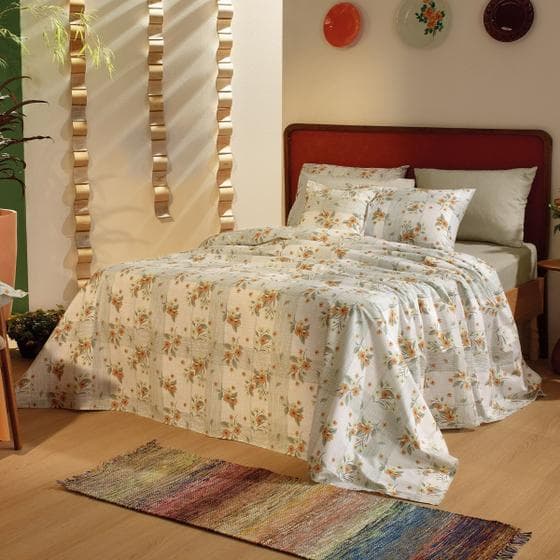 Jogo de Cama Queen Classic Serena Bege 4 Peças 160 Fios Teka