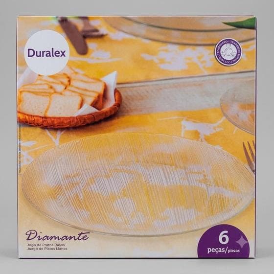 Jogo de Prato Raso C/6 Pcs Diamante 23cm Nadir