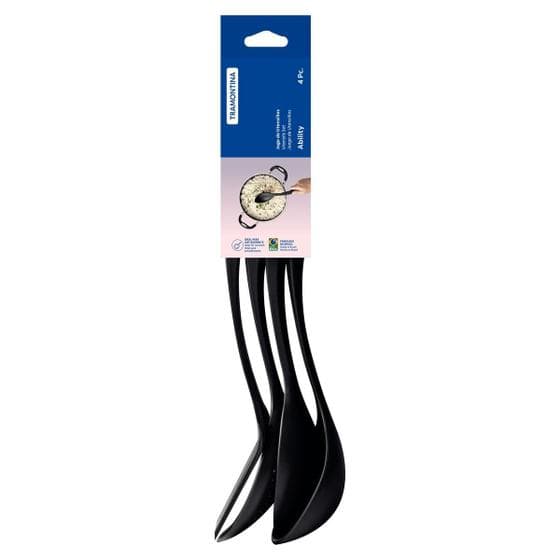 Jogo de Utensílios de Cozinha Tramontina Ability Preto 4 Peças em Nylon