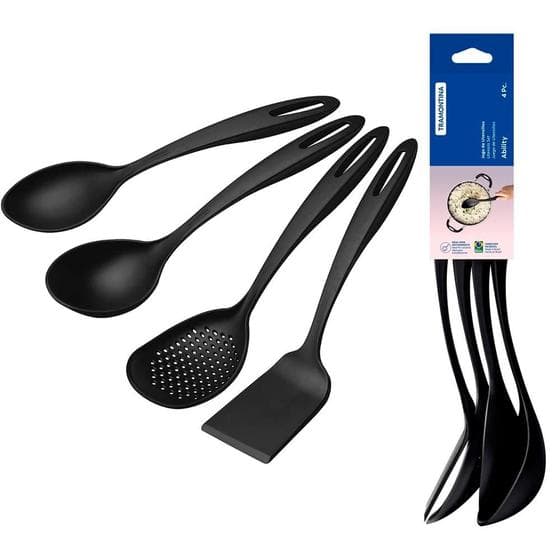 Jogo de Utensílios para Cozinha em Nylon Tramontina Ability 4 Peças Preto
