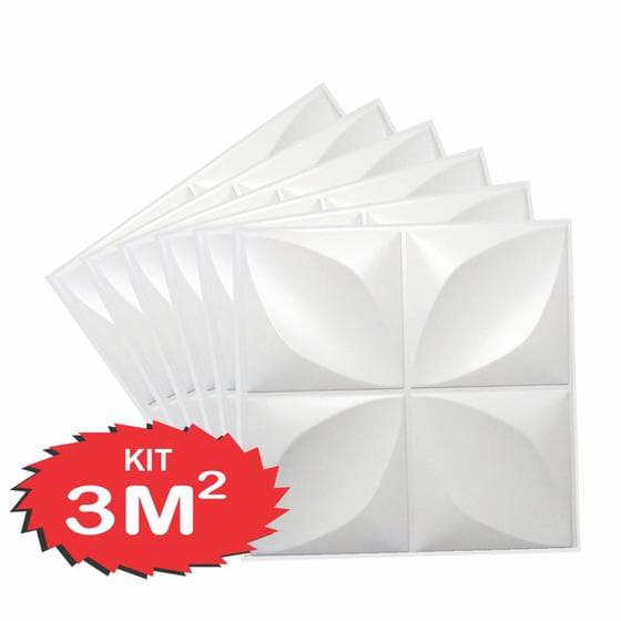 Kit 12 placas 3d pvc auto adesiva modelo petalas