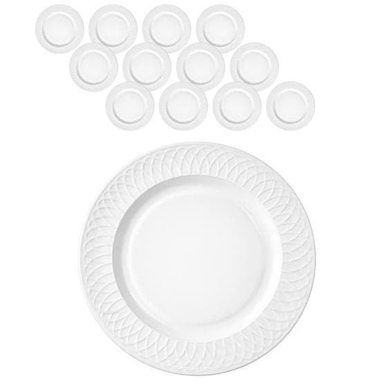 Kit 12 Pratos Raso De Jantar Opaline Branco Redondo 26cm