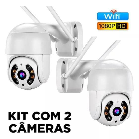Kit 2 Câmera De Segurança Externa Prova D'água Infravermelho Wifi
