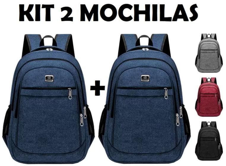 Kit 2 Mochilas Bolsa Viagem Mala Faculdade Resistente Masculina Feminina Multifuncional - Cores