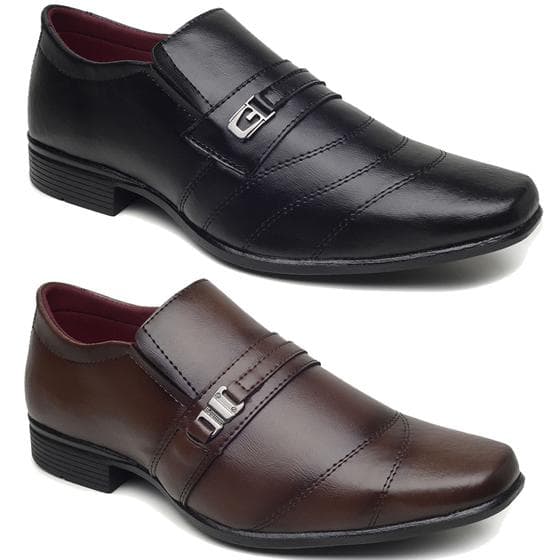 Kit 2 pares sapato social masculino marrom e preto moderno tradicional elegante