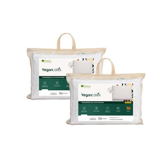 Kit 2 Travesseiros Sustentável Theva Vegan Látex Macio 13 cm