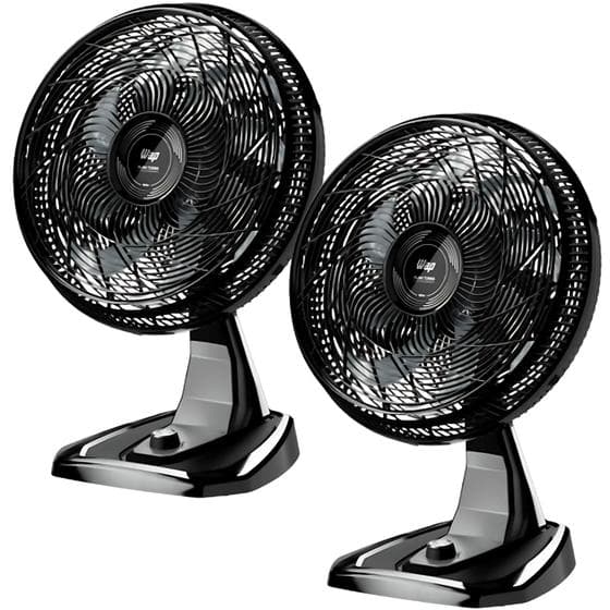 Kit 2 Ventiladores de Mesa e Parede 50cm Wap Flow Turbo 2 em 1 Potente 180w 8 Pás Silencioso Econômico Vento Forte