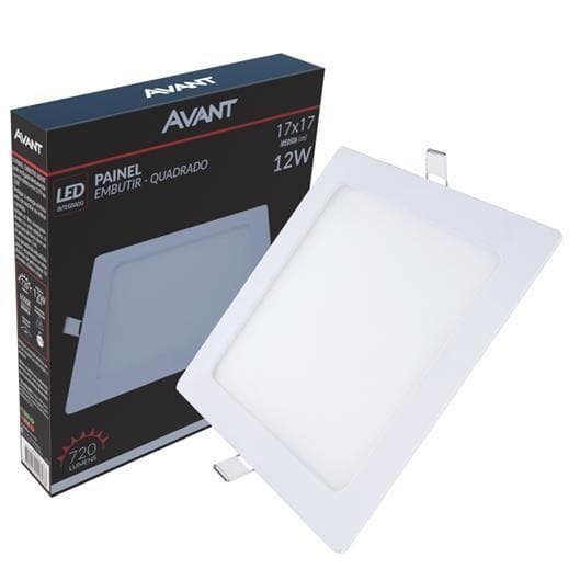 Kit 20 Plafon Led Quadrado Embutir 12w 17x17cm Branco Frio
