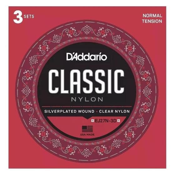 Kit 3 Encordoamento Violão Nylon 029 Tensão Leve D'addario EJ27N-3D 03 Jg De Corda - D'Addario