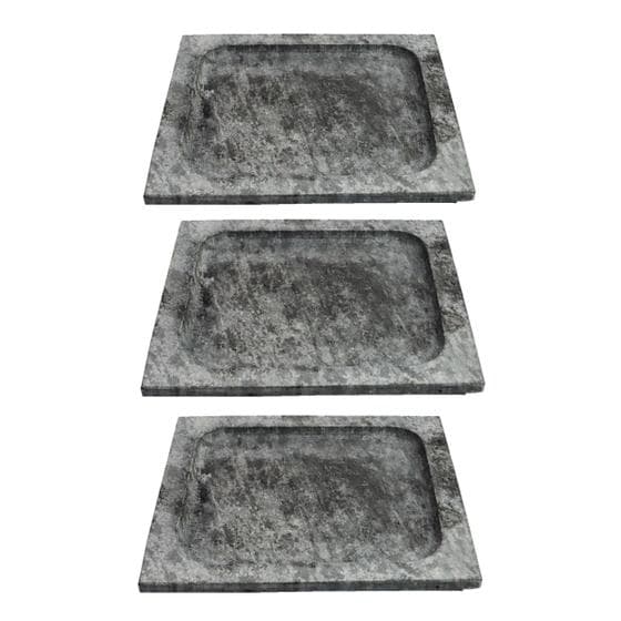 Kit 3 Pratos Quadrado Raso Servir Porção Pedra Sabão P 20x20