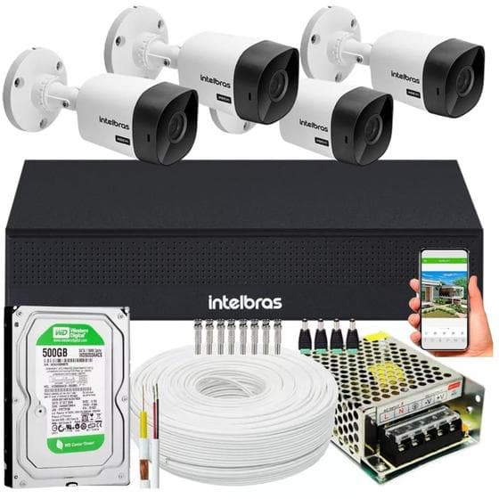 Kit 4 Camera de Segurança Intelbras Alta Resolução 1120 Vhl Hd 500gb