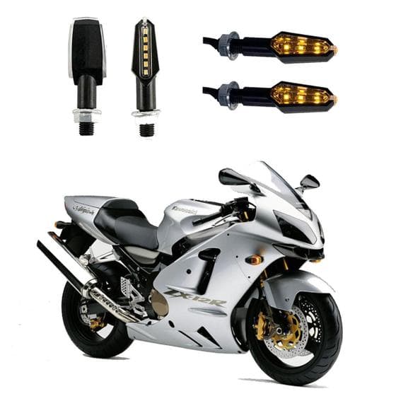 KIT 4 Luz Seta Esportiva Pisca de Led Modelo P29 Para Moto NINJA ZX-12R 1200 CC 2016 2017 2018 2019 2020 2021