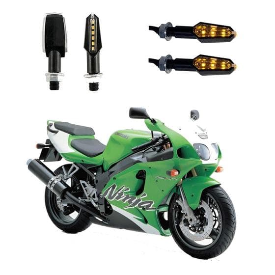 KIT 4 Luz Seta Esportiva Pisca de Led Modelo P29 Para Moto NINJA ZX-7 750CC 2016 2017 2018 2019 2020 2021