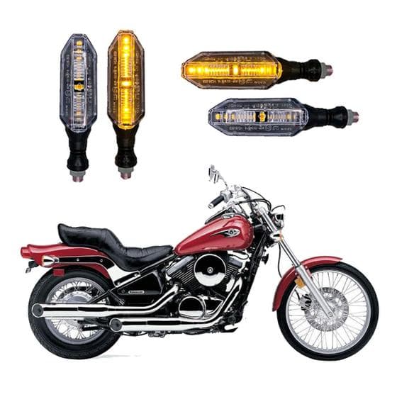 KIT 4 Setas Esportivas Pisca de Led Modelo P26 Para Moto KAWASAKI Vulcan 800 Ano 2004 2005 2006 2007 2008 2009