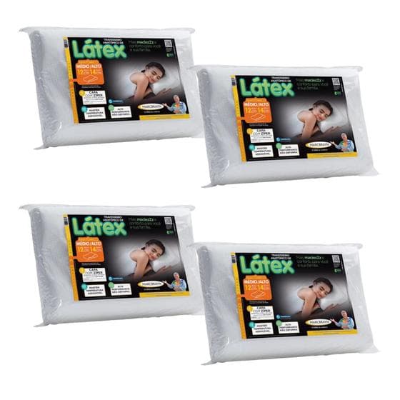 Kit 4 Travesseiros Cervical Látex