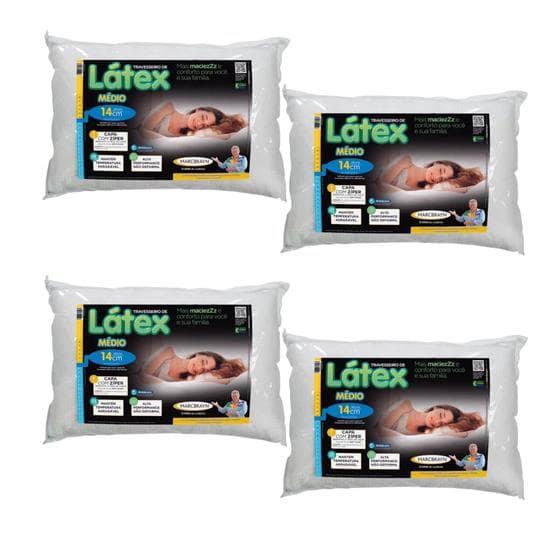 Kit 4 Travesseiros Látex Médio