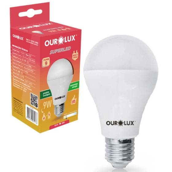 Kit 5 Lampada Super Led Bulbo 9w 3000K Luz Amarela Bivolt