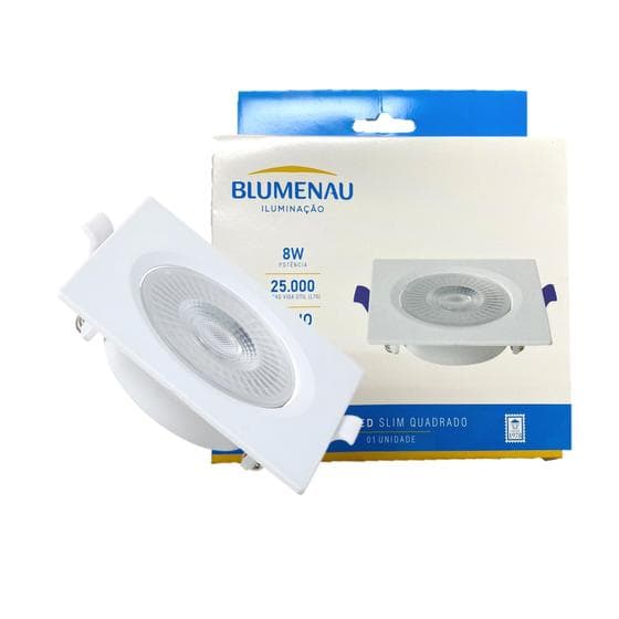 Kit 5 Spot Super Led Quadrado Embutir 8w Branco Frio 6500K