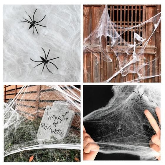 Kit 5 Teias de Aranha Grudenta Decoração de Helloween