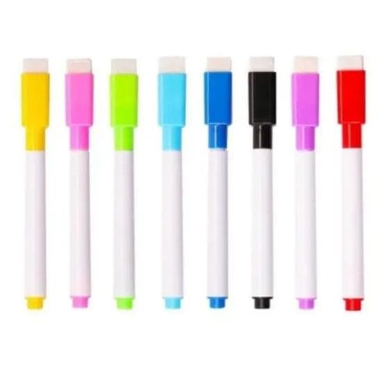 Kit 6 Canetas Para Quadro Branco Com Apagador Canetinhas