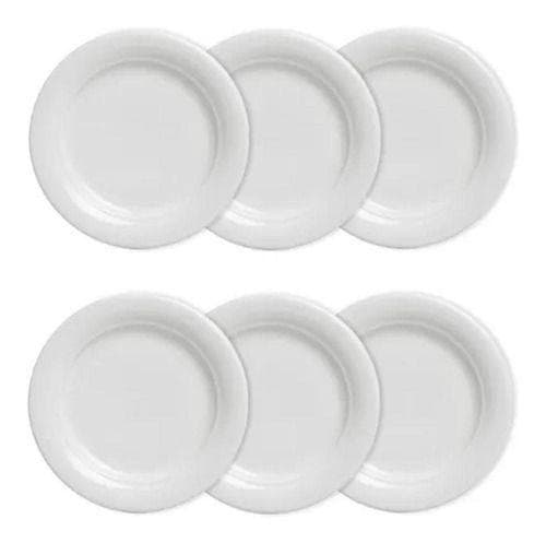 Kit 6 pratos Rasos Brancos Para Refeição Melamina 25cm Buffet Hotel