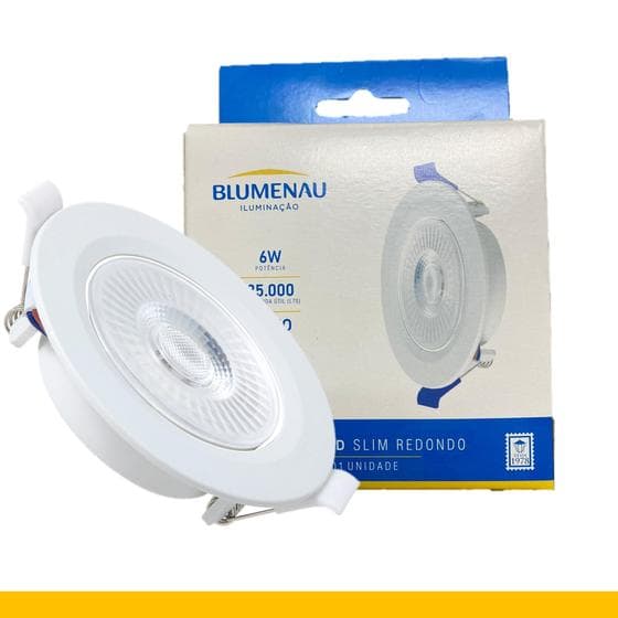 Kit 6 Spot Led Redondo Embutir 6w Branco Quente 3000K Amarelo