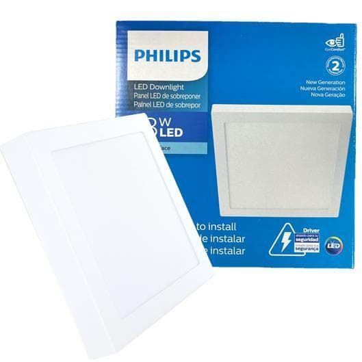 Kit 7 Plafon Quadrado Sobrepor 18w Philips Luz Neutra 4000K