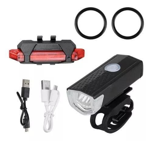 Kit Bike Farol Frontal + Traseiro Ultra Led Usb Recarregável