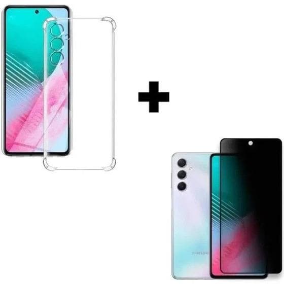 Kit Capa Transparente + Película Fosca Privacidade de Cerâmica para Samsung Galaxy M35 5G