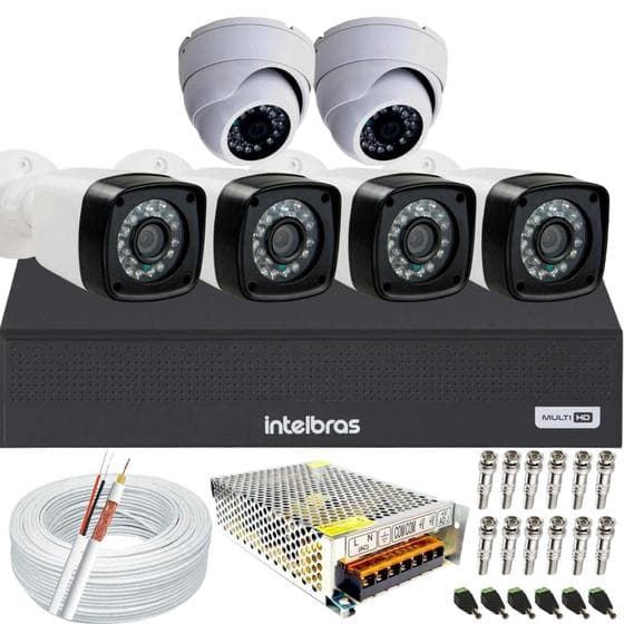 Kit cftv 6 câmeras de segurança infravermelho Full Hd Dvr 8ch Intelbras full hd