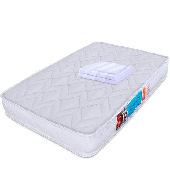 Kit Colchão Para Chiqueirinho Cercadinho Mini Berço + Jogo Cama Lençol 3 Peças 100% Algodão Percal 300 Fios 100x70x10cm - BF Colchões