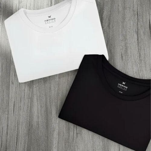 Kit Com 2 Camisetas Masculinas Básicas Preto Branco Hering