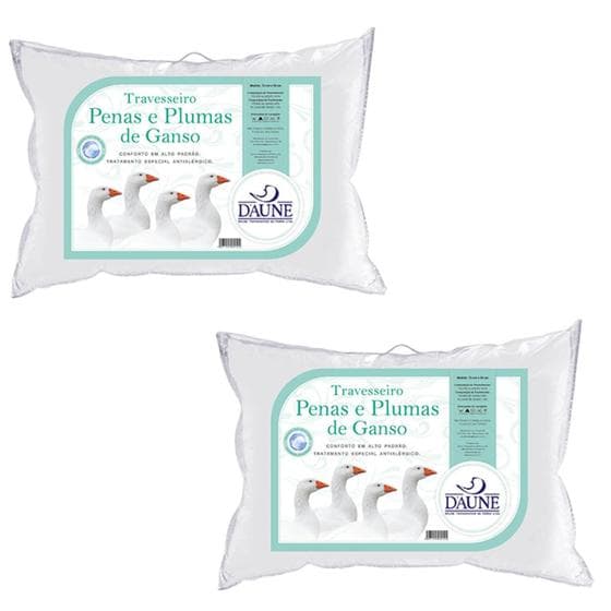 Kit com 2 Travesseiros de Penas e Plumas - 12cm
