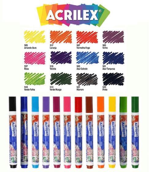 Kit Com 24 Canetas Para Tecido Acrilpen - Acrilex - Promo